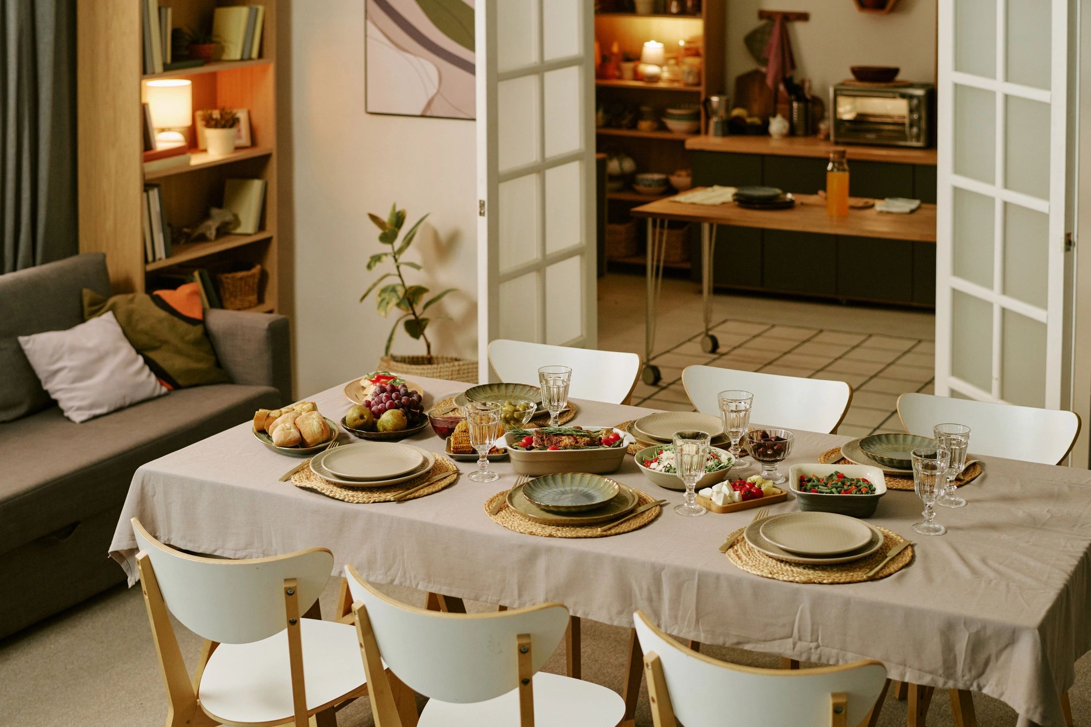 Holiday dining table styled for a festive meal